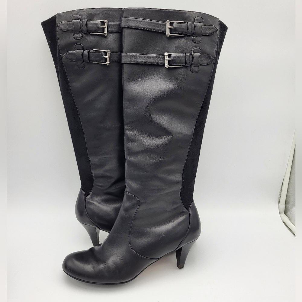 Cole Haan Nike Air Black Leather Heeled Boots Size 9